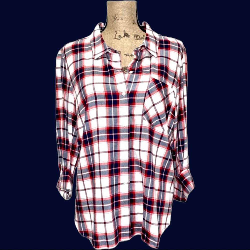 Tommy Hilfiger Classic Plaid Utility Shirt Size Large NWOT